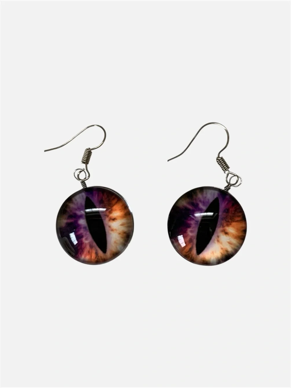 Purple Orange Cat Eye Drop Earrings - Unbranded